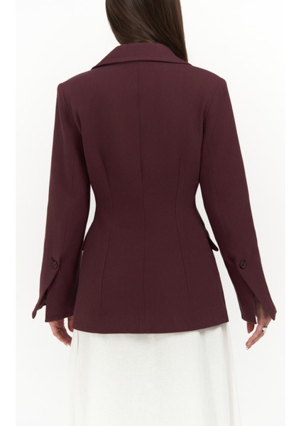 Anisah Belden Oturmalı Bordo Blazer fırsatları