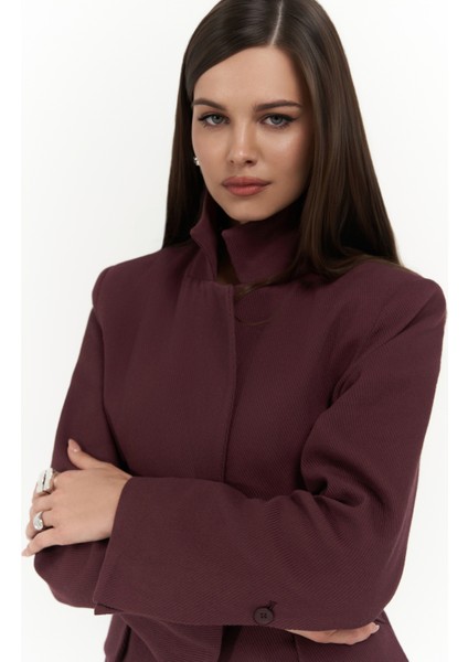 Anisah Belden Oturmalı Bordo Blazer indirimleri