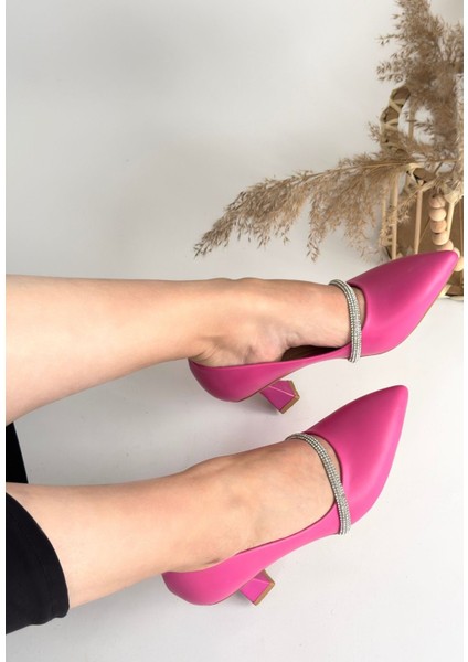 Fuşya Deri Kadın Stiletto Ayakkabı
