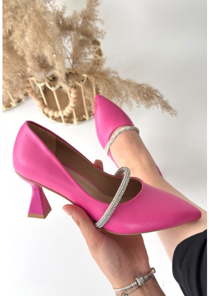 Fuşya Deri Kadın Stiletto Ayakkabı