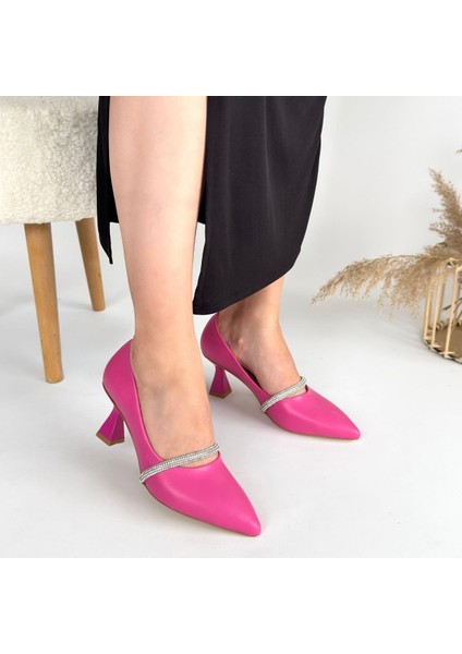 Fuşya Deri Kadın Stiletto Ayakkabı