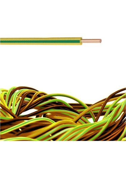 1.5 mm Nya Tek Damar %100 Bakır Kablo Sarı-Yeşil Renk 19 Metre