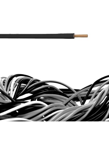 1.5 mm Nya Tek Damar %100 Bakır Kablo Siyah Renk 15 Metre