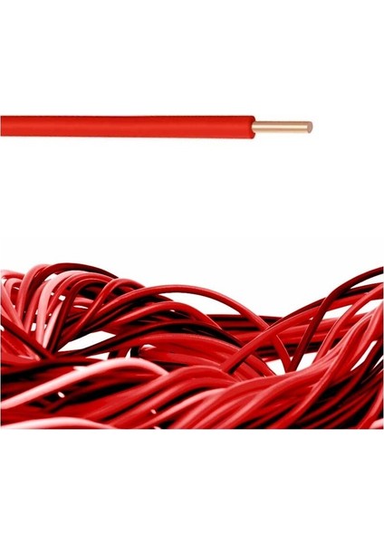 1.5 mm Nya Tek Damar %100 Bakır Kablo Kırmızı Renk 15 Metre