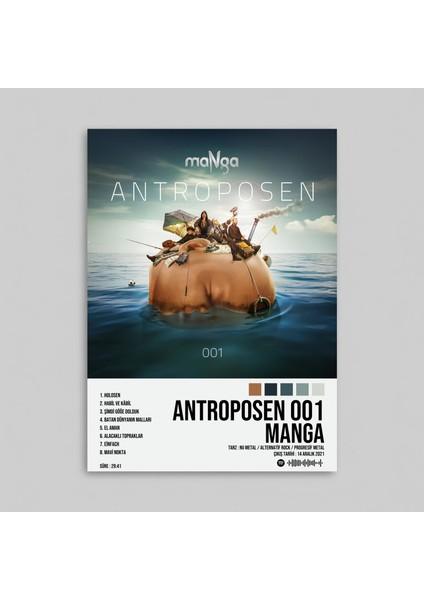 Manga - Antroposen 001 Albüm Spotify Çerçevesiz Tasarım Poster