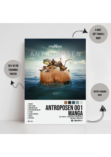 Manga - Antroposen 001 Albüm Spotify Çerçevesiz Tasarım Poster fiyatları