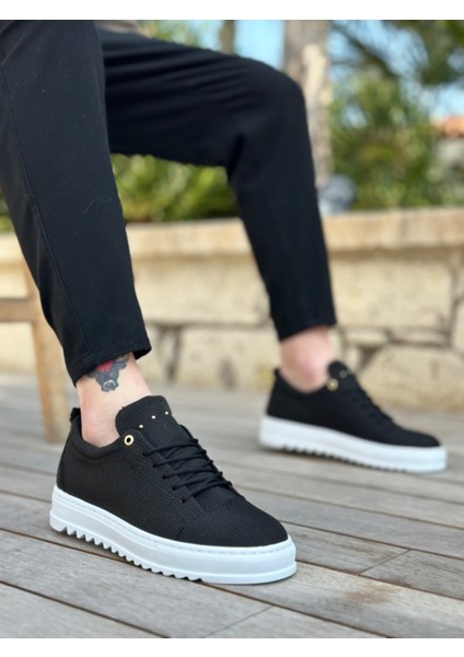 Bağcıklı Erkek Ayakkabı Siyah (Beyaz Taban) fiyatları