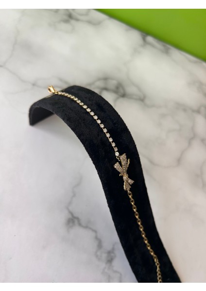 Fiyonk Detaylı Taşlı Çelik Bileklik – Altın Renk Xuping fiyatları