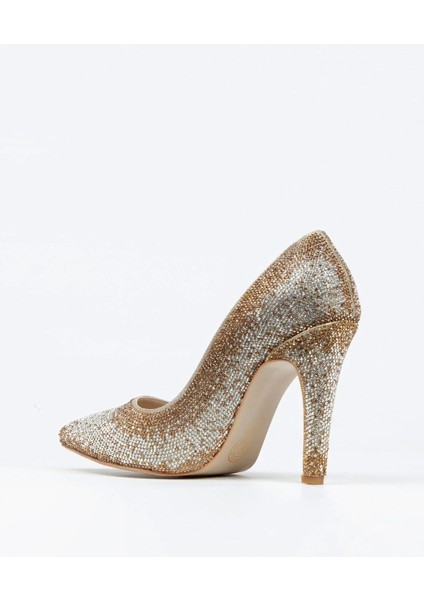 Gold Sultan Çift Renktaşlı Klasik Sivri Ince Topuklu Kadın Abiye Ayakkabı Kadın Topuklu Şık fırsatları