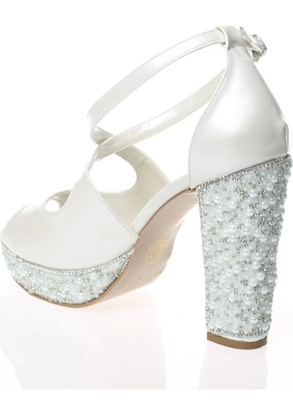 Kadın Sedef Cilt Ökçe Poli İnci Taş Abiye Ayakkabı Kadın Topuklu Şık Gece Ayakkabısı fırsatları