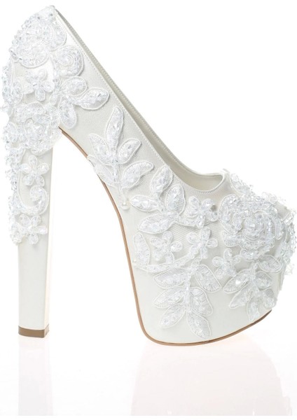 Kadın Beyaz Sedef İnci Taş İşlemeli Gelin Ayakkabı Kadın Topuklu Abiye Ayakkabı Şık Gece Ayakkabısı modelleri