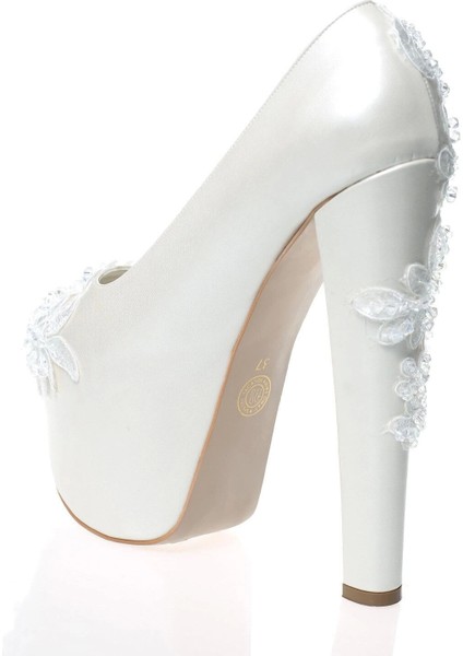 Kadın Beyaz Sedef İnci Taş İşlemeli Gelin Ayakkabı Kadın Topuklu Abiye Ayakkabı Şık Gece Ayakkabısı fırsatları