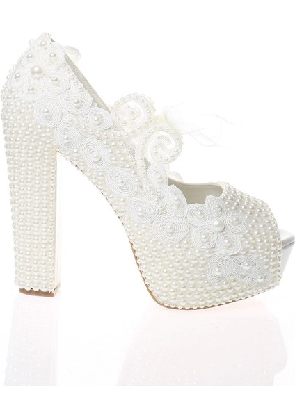 Kadın Sedef İnci Taş İşlemeli Gelin Ayakkabı Kadın Topuklu Abiye Ayakkabı Şık Gece Ayakkabısı modelleri