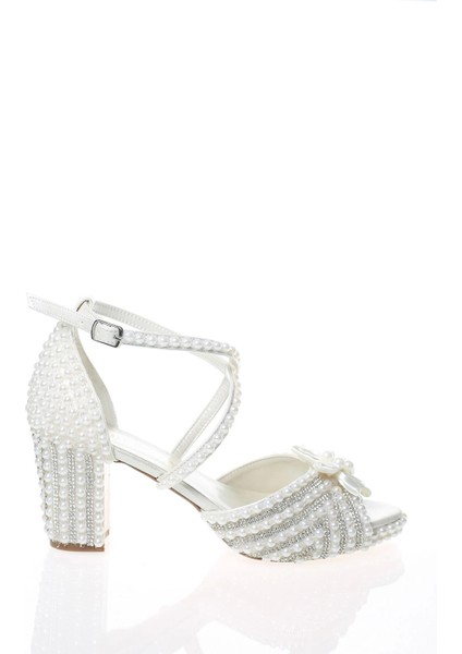 Kadın Beyaz Sedef İnci Taş İşlemeli Gelin Ayakkabı Kadın Topuklu Abiye Ayakkabı Şık Gece Ayakkabısı modelleri