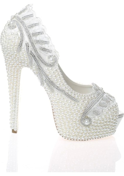 Kadın Sedef İnci Taş İşlemeli Gelin Ayakkabı Kadın Topuklu Abiye Ayakkabı Şık Gece Ayakkabısı modelleri