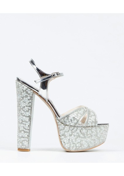 Gold Ayna Full İnci Taşlı Çapraz Model Klasik Topuklu Platformlu Kadın Abiye Ayakkabı Kadın Topuklu modelleri