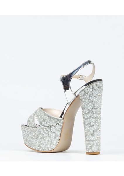 Gold Ayna Full İnci Taşlı Çapraz Model Klasik Topuklu Platformlu Kadın Abiye Ayakkabı Kadın Topuklu fırsatları