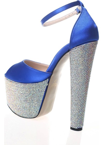 Kadın Fuşya Saten Ökçe Poli Taş Yüksek Topuk Abiye Ayakkabı Kadın Topuklu Şık Gece Ayakkabısı fırsatları