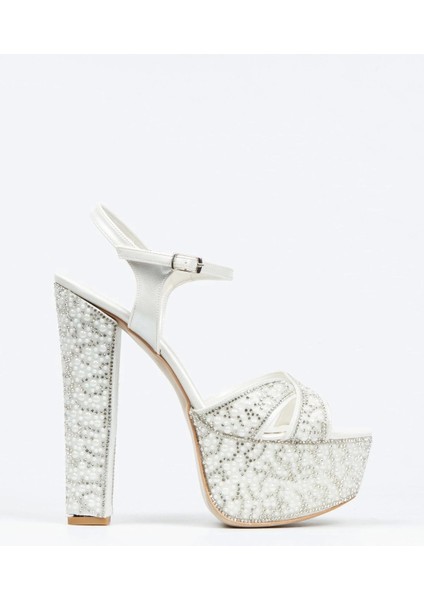 Gold Ayna Full İnci Taşlı Çapraz Model Klasik Topuklu Platformlu Kadın Abiye Ayakkabı Kadın Topuklu modelleri