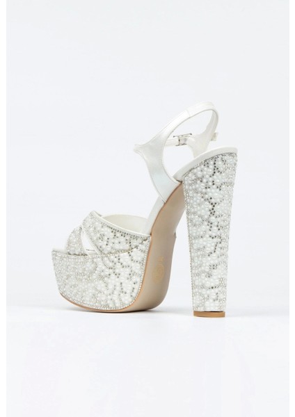 Gold Ayna Full İnci Taşlı Çapraz Model Klasik Topuklu Platformlu Kadın Abiye Ayakkabı Kadın Topuklu fırsatları