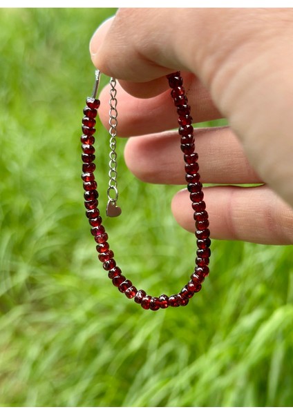 Sertifikalı 4 mm Granat Taşı (Lal Taşı) Bileklik Çelik Klips modelleri