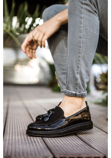 Bartiniavm CH002 Rst Loafer Verniciata Erkek Ayakkabı Sıyah