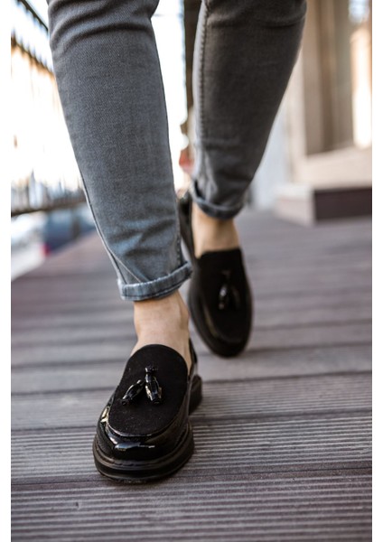 Bartiniavm CH002 Rst Loafer Verniciata Erkek Ayakkabı Sıyah