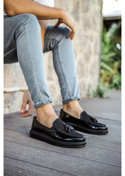 Bartiniavm CH002 Rst Loafer Verniciata Erkek Ayakkabı Sıyah