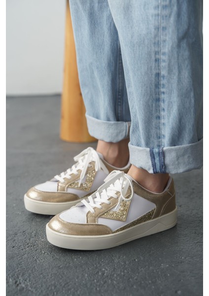 Kadın Mambo Spor Ayakkabı - Beyaz-Altın