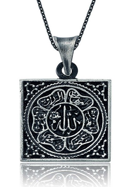 Gümüş Allah Yazılı Bayan Kolye