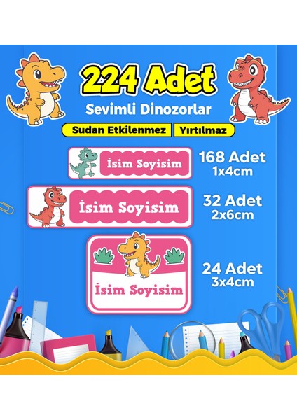 Okul Kreş Etiketi Kalem Defter Özel Isim Yazılabilen Etiket Seti Model 140