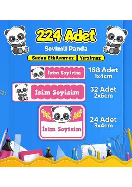 Okul Kreş Etiketi Kalem Defter Özel Isim Yazılabilen Etiket Seti Model 148