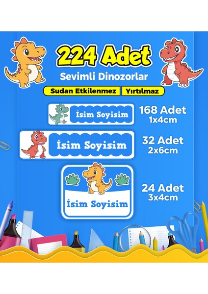 Okul Kreş Etiketi Kalem Defter Özel Isim Yazılabilen Etiket Seti Model 141