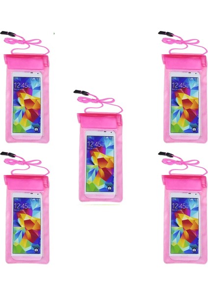 Su Geçirmez Telefon Kılıfı Pembe 5 Adet