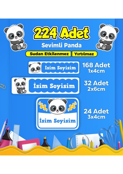 Okul Kreş Etiketi Kalem Defter Özel Isim Yazılabilen Etiket Seti Model 149