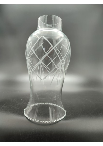 Avize Lamba Camı Küçük Şeffaf Dekorlu E.14 (Alt Çap: 4,5 Cm Yükseklik: 17,5 Cm)