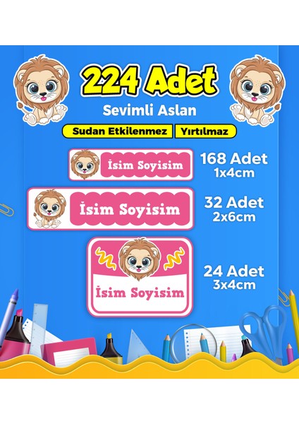 Okul Kreş Etiketi Kalem Defter Özel Isim Yazılabilen Etiket Seti Model 146