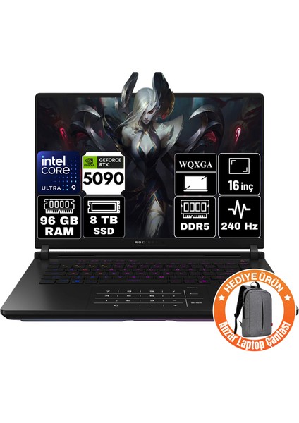 Rog Strix Scar 16 Intel Core Ultra 9 275HX 96GB 8tb SSD RTX5090 24GB Windows 11 Home 16" Wqxga Taşınabilir Bilgisayar G635LX-A48