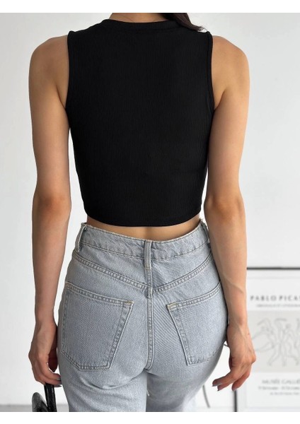 Fitilli Kaşkorse Yakası Zincirli Atlet Siyah modelleri