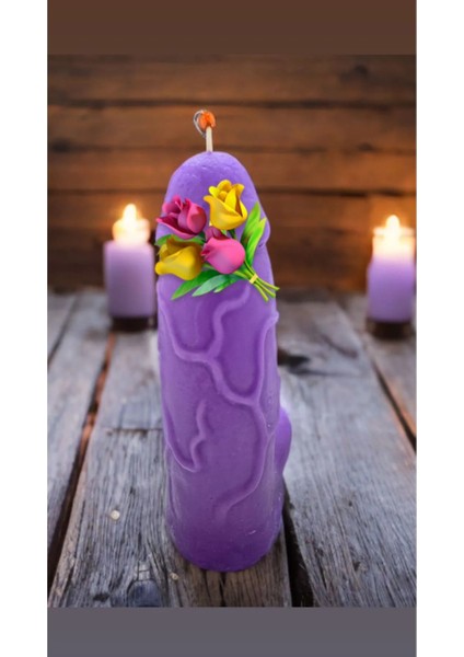 Aresmumatölyesi Mor Kalın 14 cm Bereket Mum