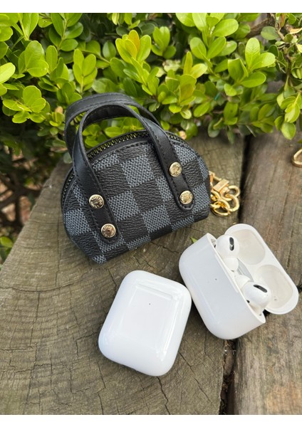 Lacivert Kareli Desenli Apple AirPods 1/2/3/4/pro/pro2/pro3 Uyumlu Universal Çanta
