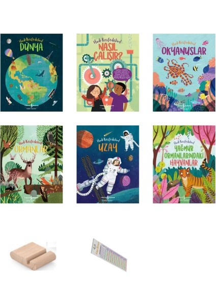 Hadi Keşfedelim Serisi 6-10 Yaş - 6 Kitap - Ilkokul Fen ve Keşif Kitapları + Tablet Standı