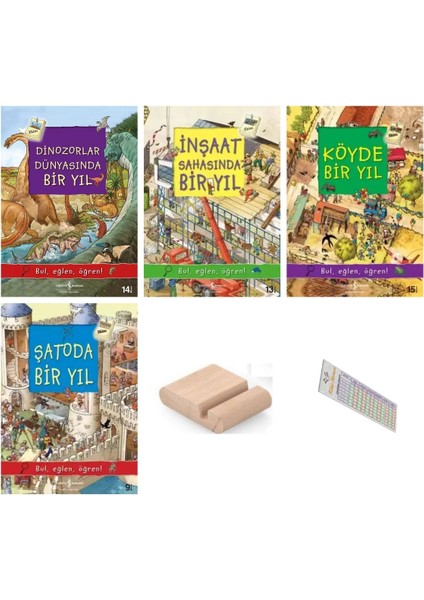 6 - 9 Yaş Bir Yıl Serisi Bul Eğlen Öğren - Bulmaca Etkinlikli + 4 Kitap + Tablet Standı