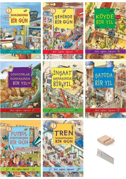 6 - 9 Yaş Bir Yıl ve Bir Gün Serisi Bul Eğlen Öğren!- Bulmaca Etkinlikli + 8 Kitap + Tablet Standı