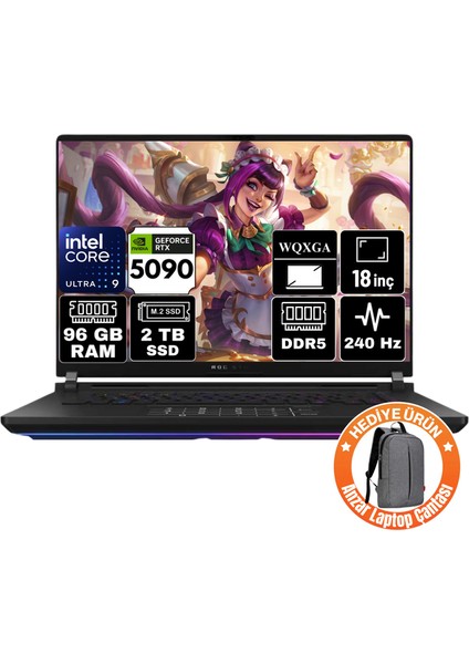 Rog Strix Scar 18 Intel Core Ultra 9 275HX 96GB 2tb SSD RTX5090 24GB Freedos 18" Wqxga 240HZ Taşınabilir Bilgisayar G835LX-A22