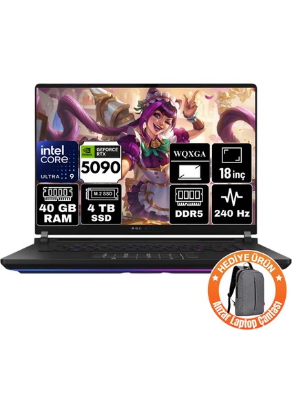 Rog Strix Scar 18 Intel Core Ultra 9 275HX 40GB 4tb SSD RTX5090 24GB Windows 11 Home 18" Wqxga 240HZ Taşınabilir Bilgisayar G835LX-A32
