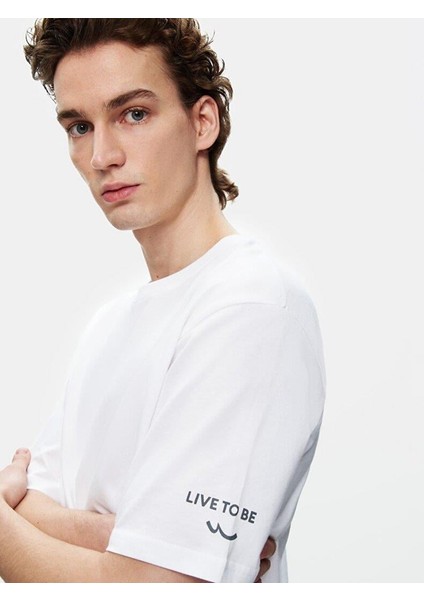 LTB Erkek Kısa Kollu Sıfır Yaka Basıc Loose Beyaz T-shırt fırsatları