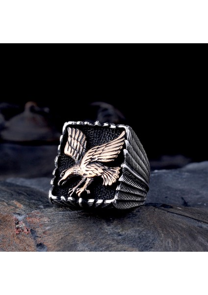 925 Ayar Gümüş Kartal Model Erkek Yüzük fiyatları