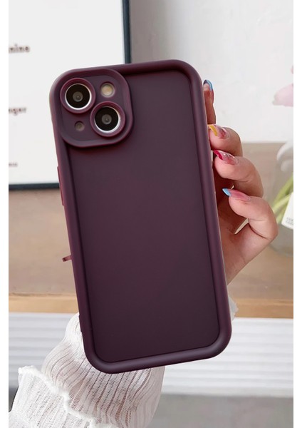 Apple iPhone 13-Apple iPhone 14 Uyumlu Darbe Önleyici Mat Renkli Esnek Viera Kılıf Bordo