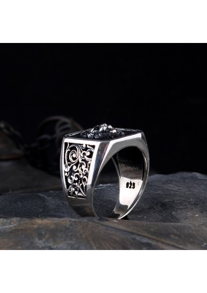 925 Ayar Gümüş Aslan Motifli Gümüş Erkek Yüzük modelleri